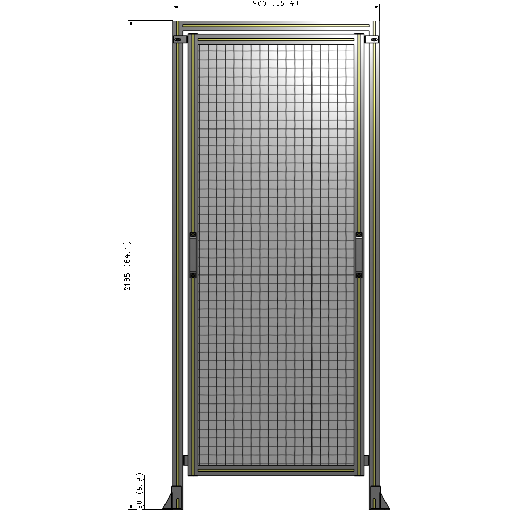 E5-2135-0900-0150-GYMTA SINGLE REMOVABLE PANEL WITH LEGS AND A HEADER 2135MM X 900MM 1" MESH, FULLY ASSEMBLED