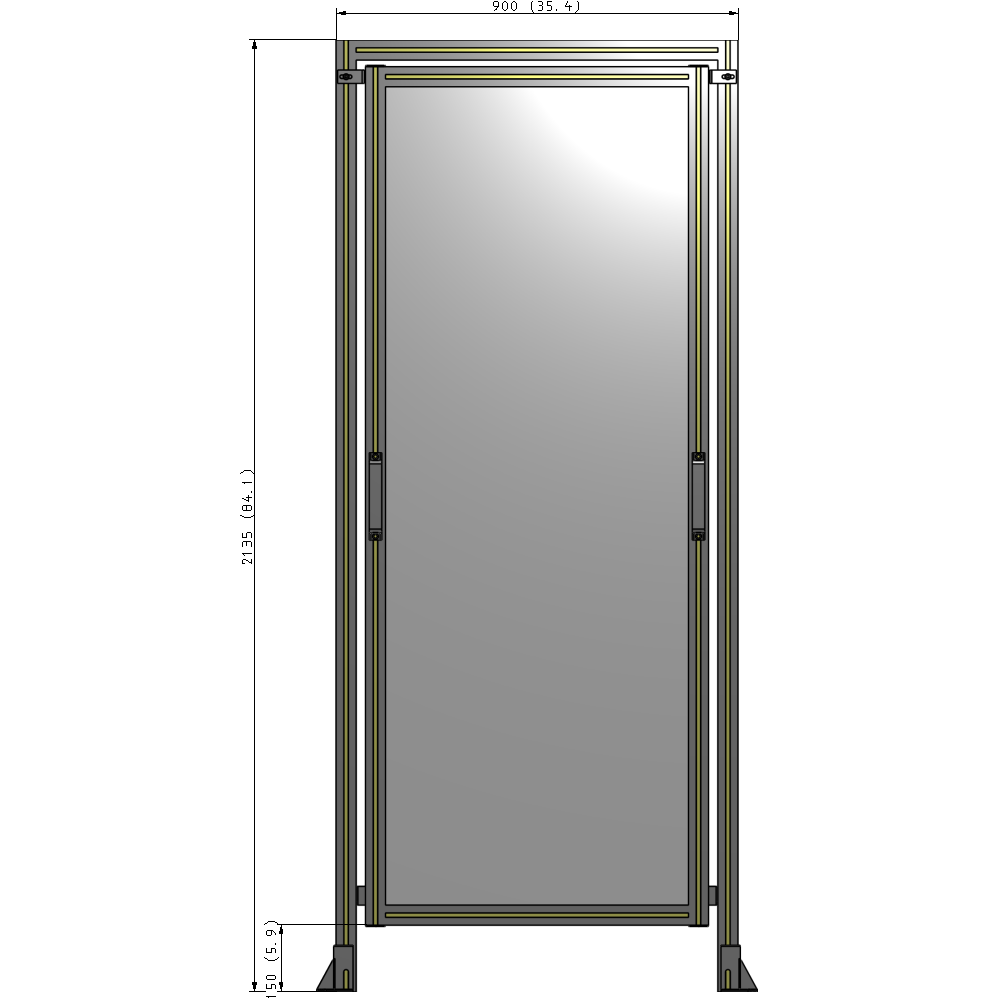 E5-2135-0900-0150-GYPTK SINGLE REMOVABLE PANEL WITH LEGS AND A HEADER  2135MM X 900MM 1/4" POLYCARBONATE, AS A KIT