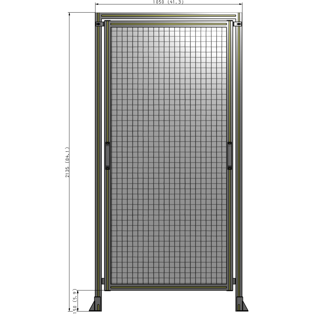 E5-2135-1050-0150-GYMTK SINGLE REMOVABLE PANEL WITH LEGS AND A HEADER 2135MM X 1050MM 1" MESH, AS A KIT