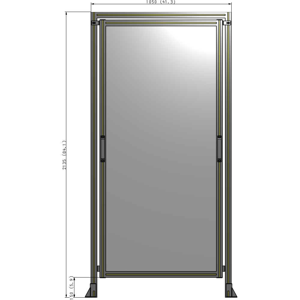 E5-2135-1050-0150-GYPTK SINGLE REMOVABLE PANEL WITH LEGS AND A HEADER  2135MM X 1050MM 1/4" POLYCARBONATE, AS A KIT