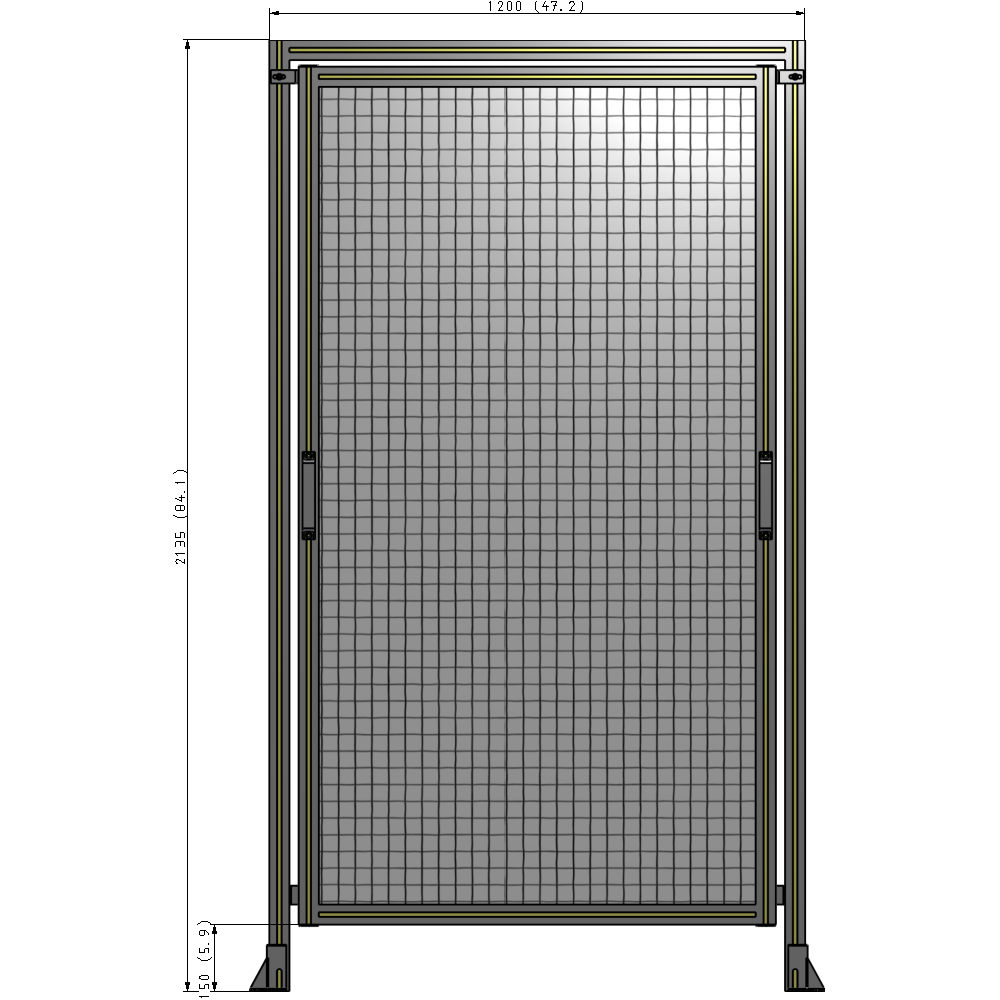 E5-2135-1200-0150-GYMTK SINGLE REMOVABLE PANEL WITH LEGS AND A HEADER 2135MM X 1200MM 1" MESH, AS A KIT