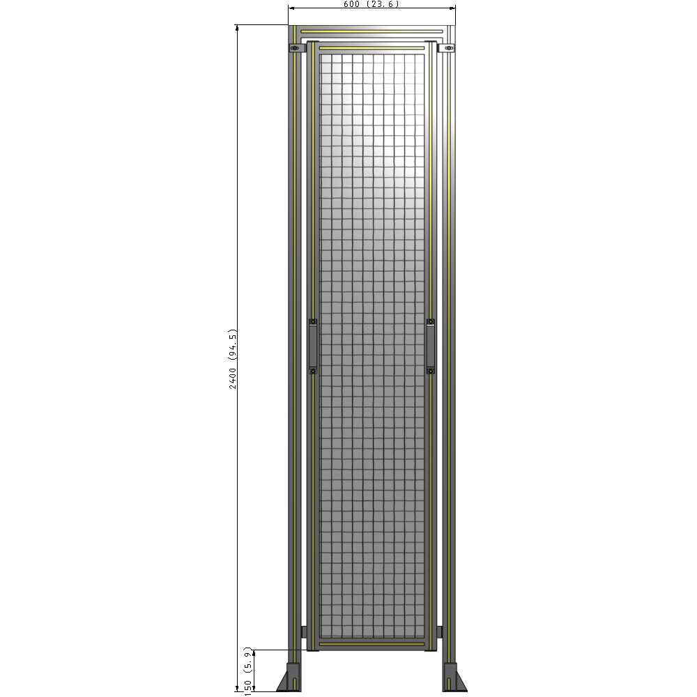 E5-2400-0600-0150-GYMTK SINGLE REMOVABLE PANEL WITH LEGS AND A HEADER  2400MM X 600MM 1" MESH, AS A KIT