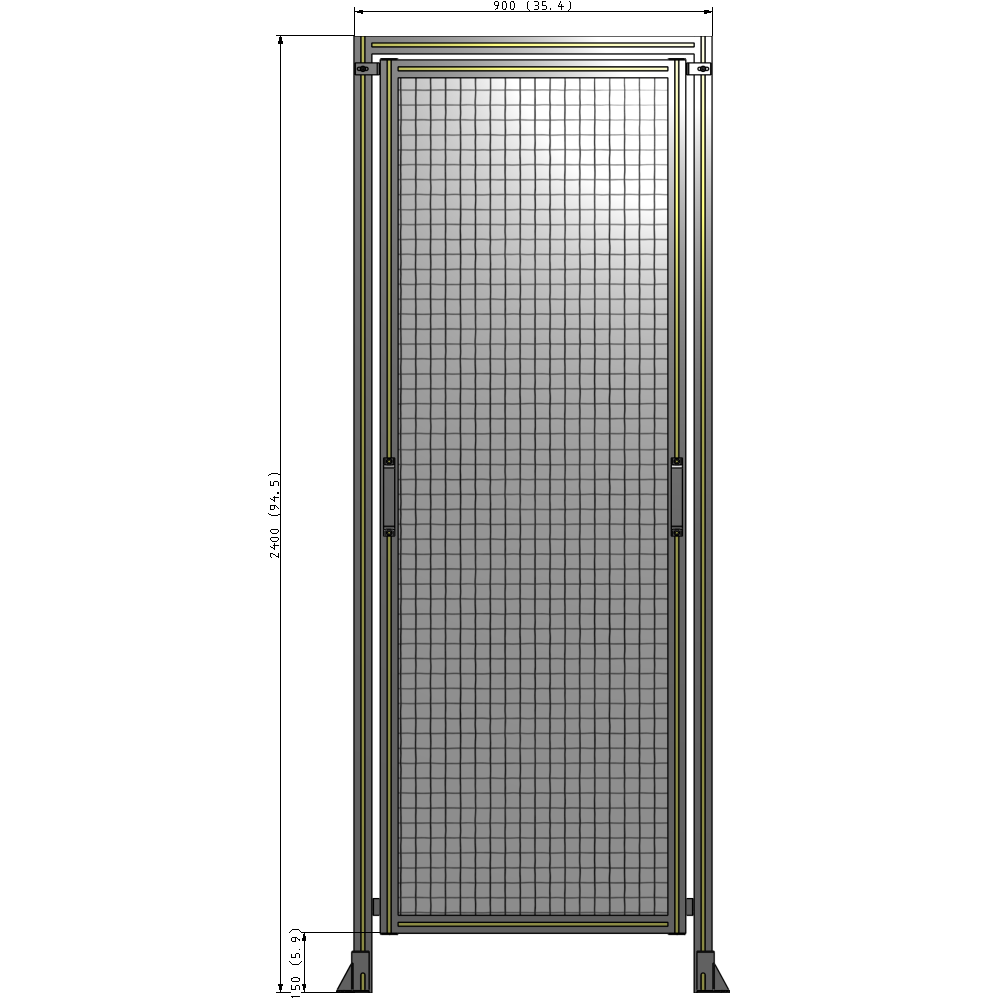E5-2400-0900-0150-GYMTK SINGLE REMOVABLE PANEL WITH LEGS AND A HEADER  2400MM X 900MM 1" MESH, AS A KIT