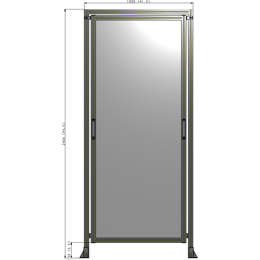 E5-2400-1050-0150-GYPTK SINGLE REMOVABLE PANEL WITH LEGS AND A HEADER  2400MM X 1050MM 1/4" POLYCARBONATE, AS A KIT
