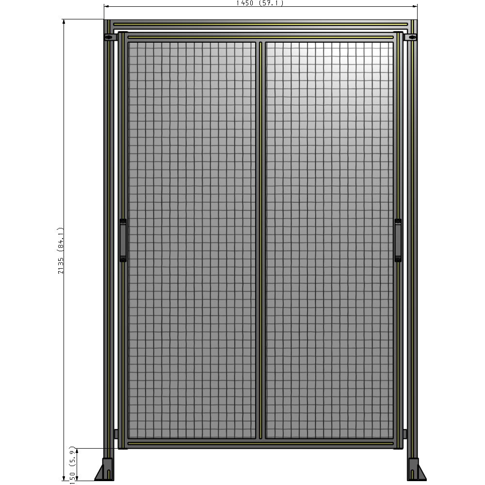 E6-2135-1450-0150-GYMTA DOUBLE REMOVABLE PANEL WITH LEGS AND A HEADER  2135MM X 1450MM 1" MESH, FULLY ASSEMBLED