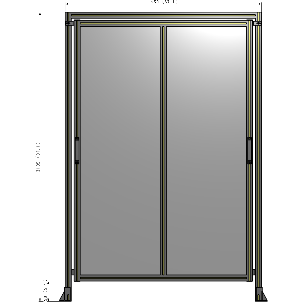 E6-2135-1450-0150-GYPTK DOUBLE REMOVABLE PANEL WITH LEGS AND A HEADER 2135MM X 1450MM 1/4" POLYCARBONATE, AS A KIT