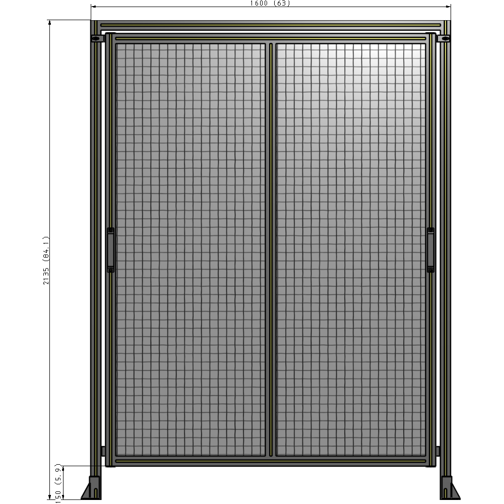 E6-2135-1600-0150-GYMTK DOUBLE REMOVABLE PANEL WITH LEGS AND A HEADER  2135MM X 1600MM 1" MESH, AS A KIT