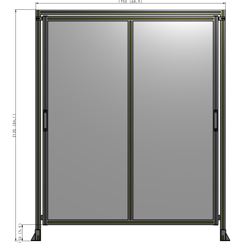 E6-2135-1750-0150-GYPTK DOUBLE REMOVABLE PANEL WITH LEGS AND A HEADER 2135MM X 1750MM 1/4" POLYCARBONATE, AS A KIT