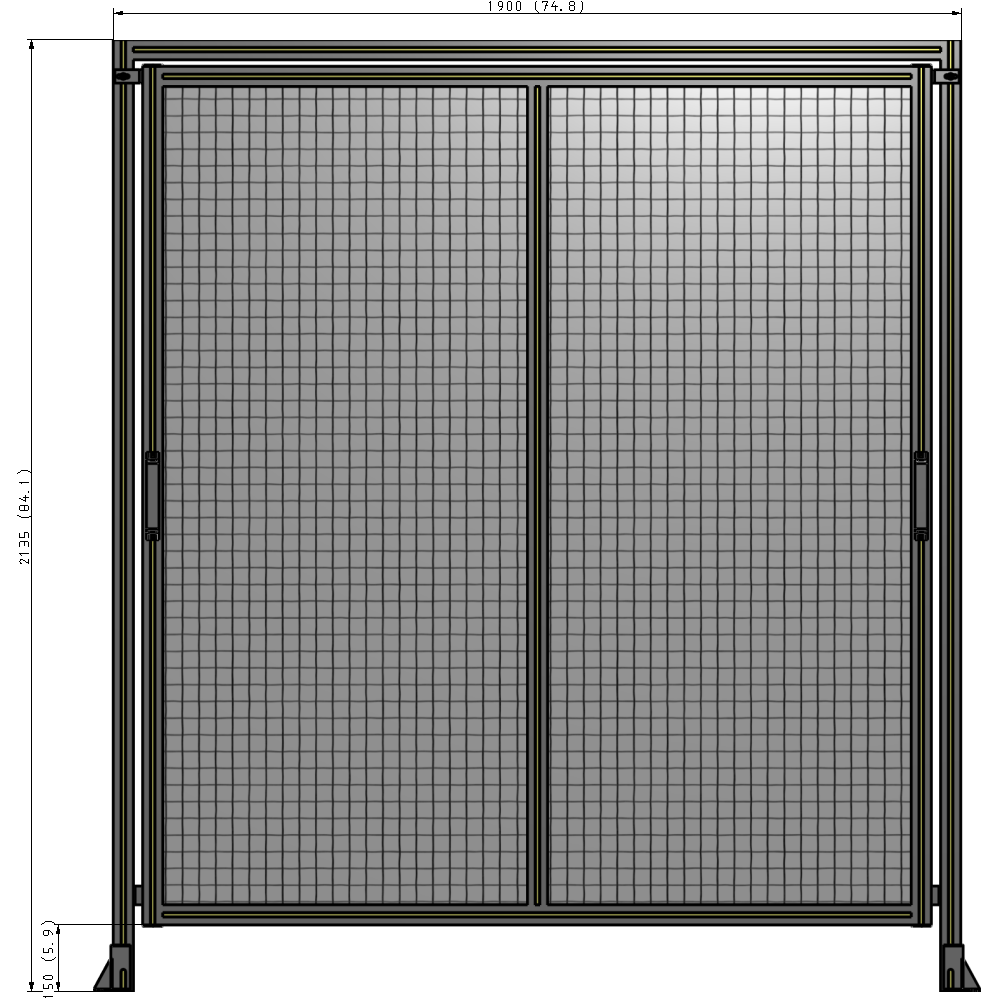 E6-2135-1900-0150-GYMTK DOUBLE REMOVABLE PANEL WITH LEGS AND A HEADER 2135MM X 1900MM 1" MESH, AS A KIT