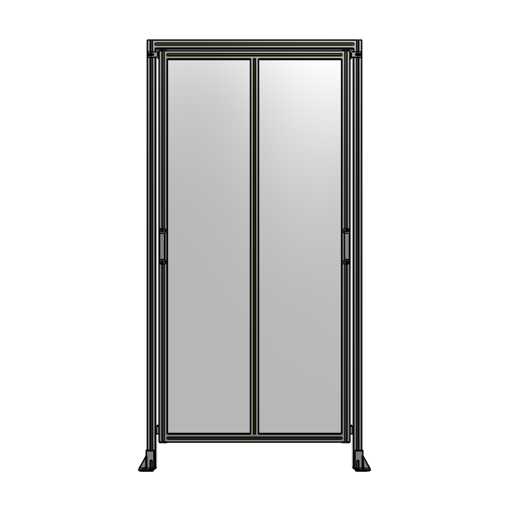 E6-2400-1200-0150-GYPTA DOUBLE REMOVABLE PANEL WITH LEGS AND A HEADER 2400MM X 1200MM 1/4" POLYCARBONATE, FULLY ASSEMBLED