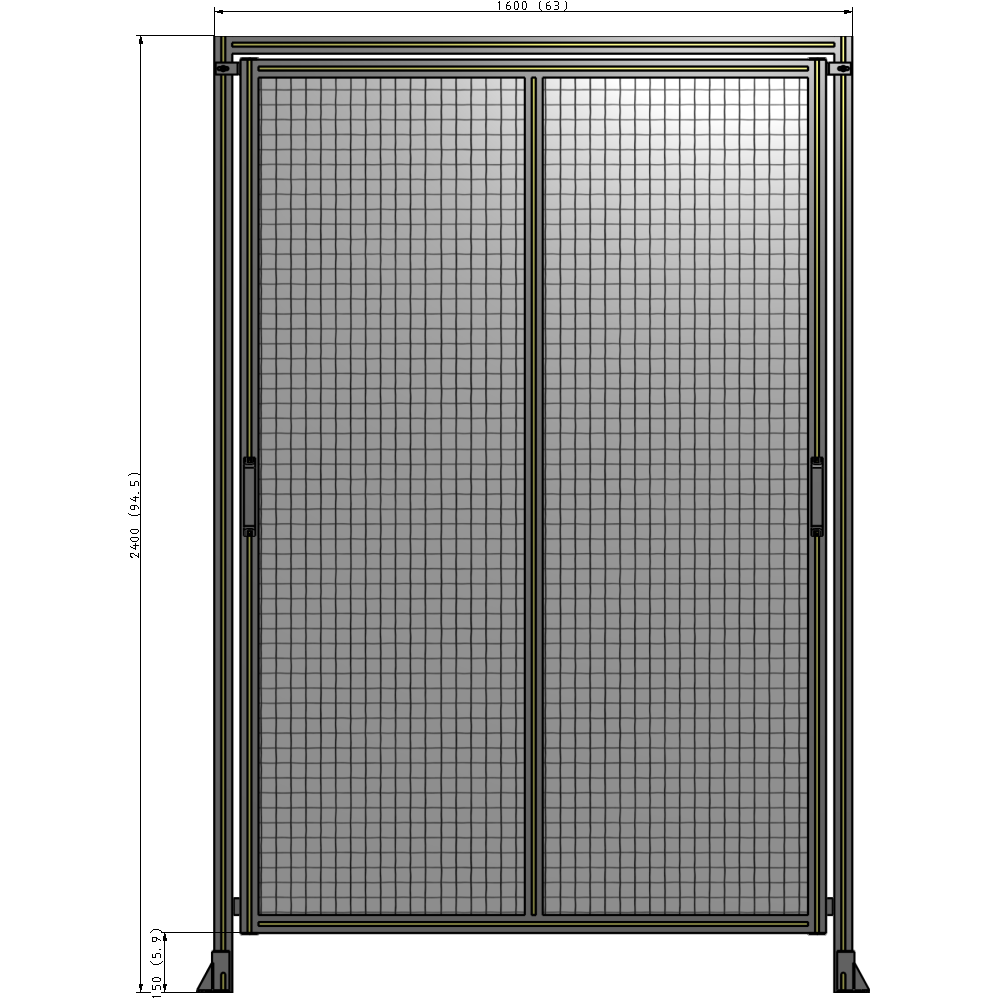 E6-2400-1600-0150-GYMTK DOUBLE REMOVABLE PANEL WITH LEGS AND A HEADER 2400MM X 1600MM 1" MESH, AS A KIT
