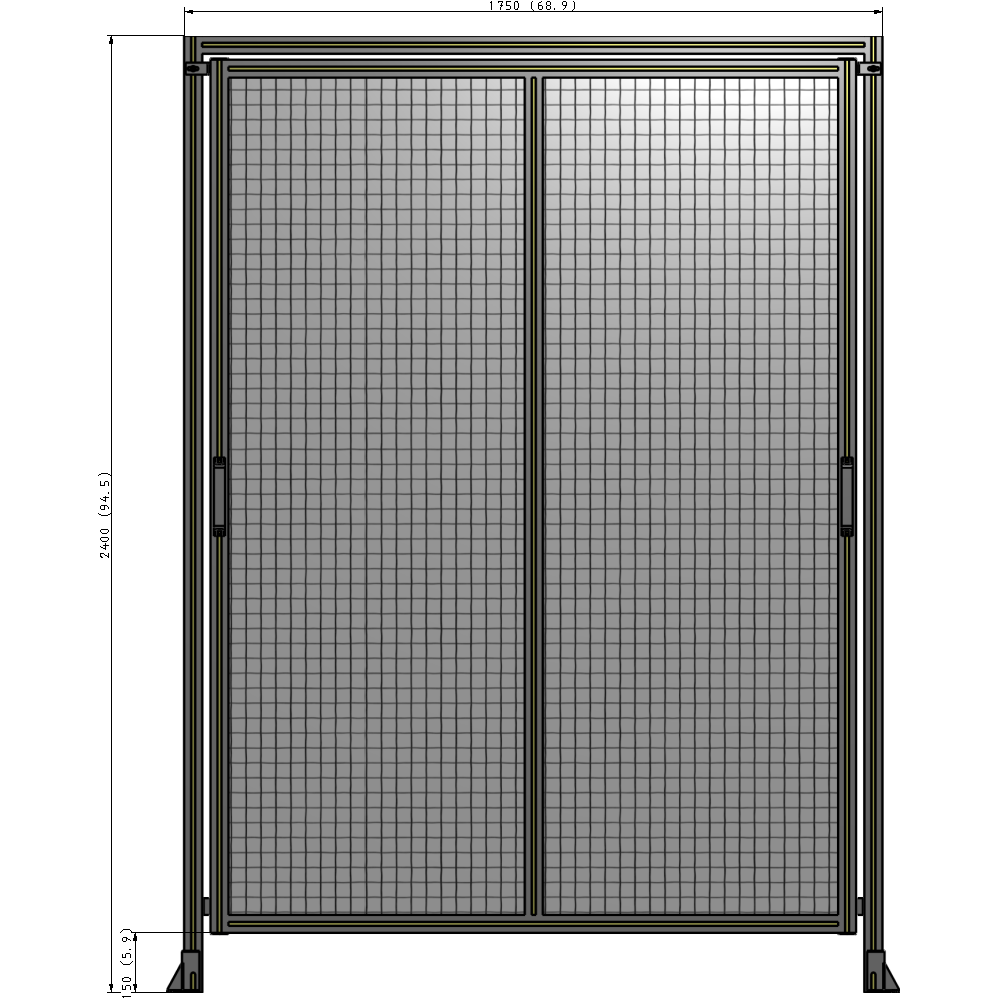 E6-2400-1750-0150-GYMTA DOUBLE REMOVABLE PANEL WITH LEGS AND A HEADER 2400MM X 1750MM 1" MESH, FULLY ASSEMBLED