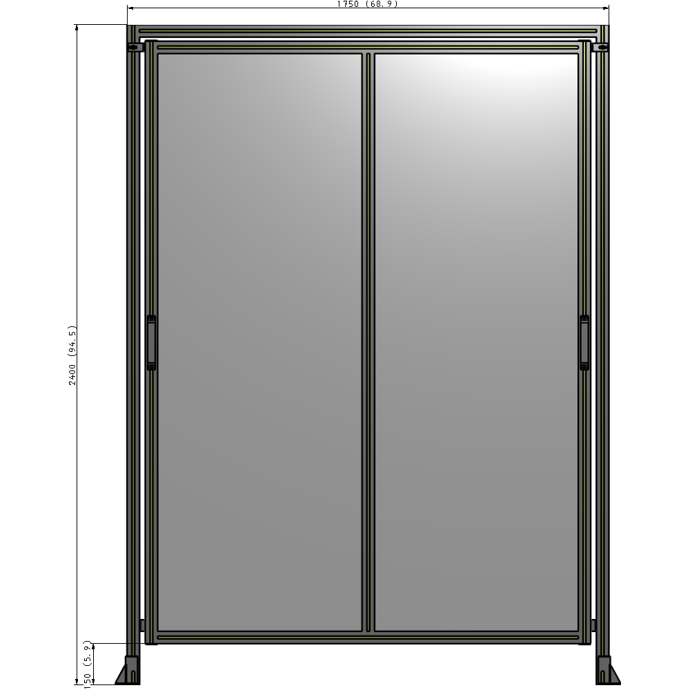 E6-2400-1750-0150-GYPTK DOUBLE REMOVABLE PANEL WITH LEGS AND A HEADER 2400MM X 1750MM 1/4" POLYCARBONATE, AS A KIT