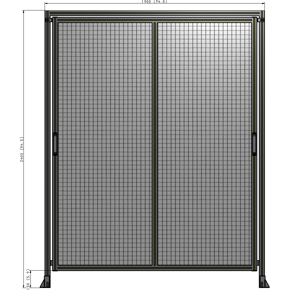 E6-2400-1900-0150-GYMTK DOUBLE REMOVABLE PANEL WITH LEGS AND A HEADER  2400MM X 1900MM 1" MESH, AS A KIT