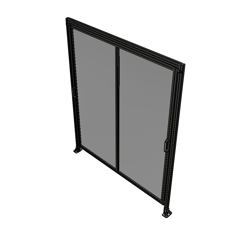 E6-2400-2000-0150-GYPTA DOUBLE REMOVABLE PANEL WITH LEGS AND A HEADER 2400MM X 2000MM 1/4" POLYCARBONATE, FULLY ASSEMBLED