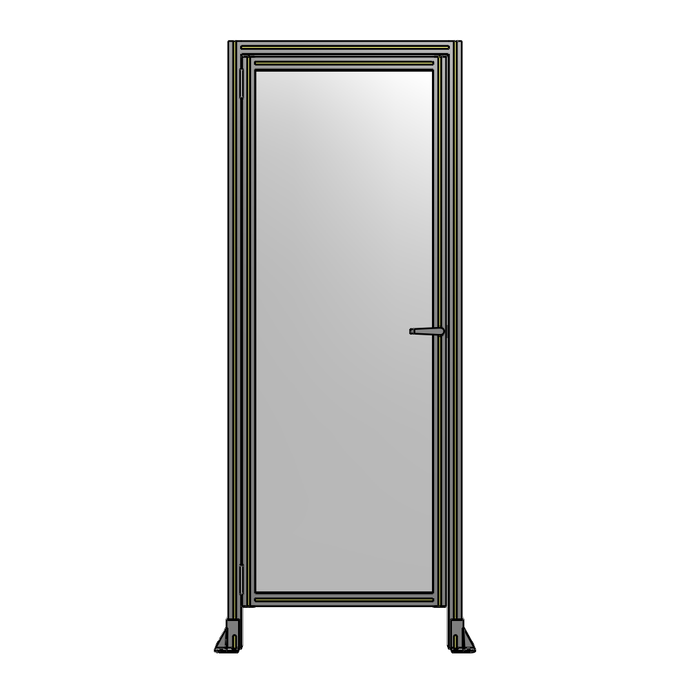 G1-2135-0820-0150-EYPTA DOOR WITH HEADER, HANDLE WITH INTERNAL EGRESS ON RIGHT 2135MM X 820MM 1/4" POLYCARBONATE, ASSEMBLED