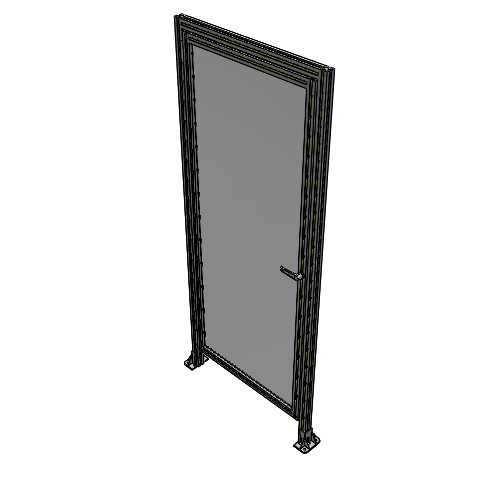 G1-2135-0900-0150-EYPTA DOOR WITH HEADER, HANDLE WITH INTERNAL EGRESS ON RIGHT 2135MM X 900MM 1/4" POLYCARBONATE, ASSEMBLED