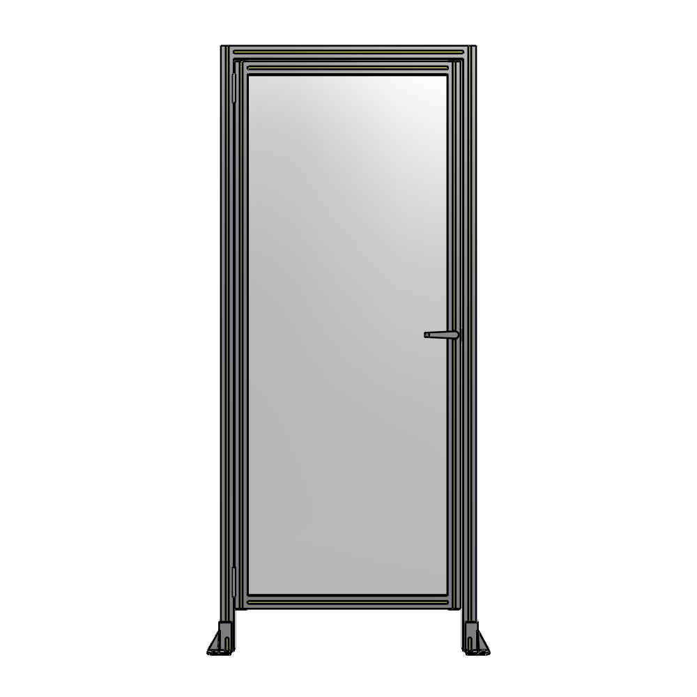 G1-2135-0900-0150-EYPTK DOOR WITH HEADER, HANDLE WITH INTERNAL EGRESS ON RIGHT 2135MM X 900MM 1/4" POLYCARBONATE, AS A KIT