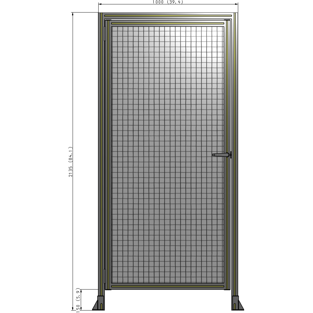 G1-2135-1000-0150-EYMTK DOOR WITH HEADER, HANDLE WITH INTERNAL EGRESS ON RIGHT 2135MM X 1000MM 1" MESH, AS A KIT