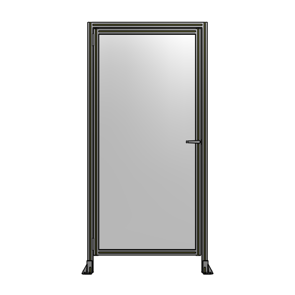 G1-2135-1020-0150-EYPTA DOOR WITH HEADER, HANDLE WITH INTERNAL EGRESS ON RIGHT 2135MM X 1020MM 1/4" POLYCARBONATE, ASSEMBLED