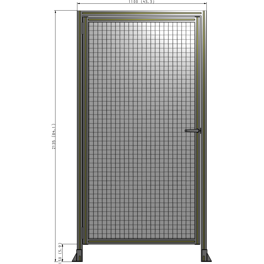 G1-2135-1100-0150-EYMTA DOOR WITH HEADER, HANDLE WITH INTERNAL EGRESS ON RIGHT 2135MM X 1100MM 1" MESH, FULLY ASSEMBLED
