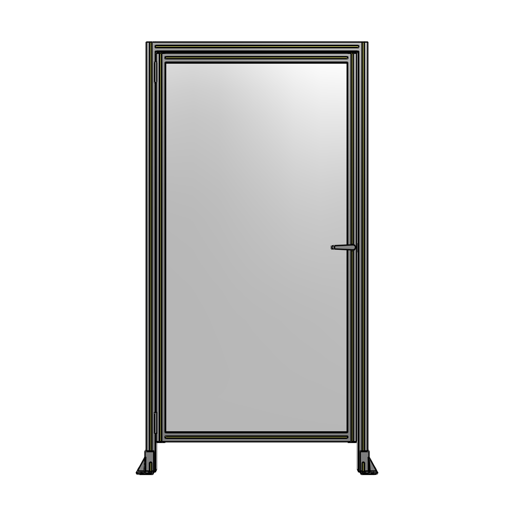G1-2135-1100-0150-EYPTK DOOR WITH HEADER, HANDLE WITH INTERNAL EGRESS ON RIGHT 2135MM X 1100MM 1/4" POLYCARBONATE, AS A KIT