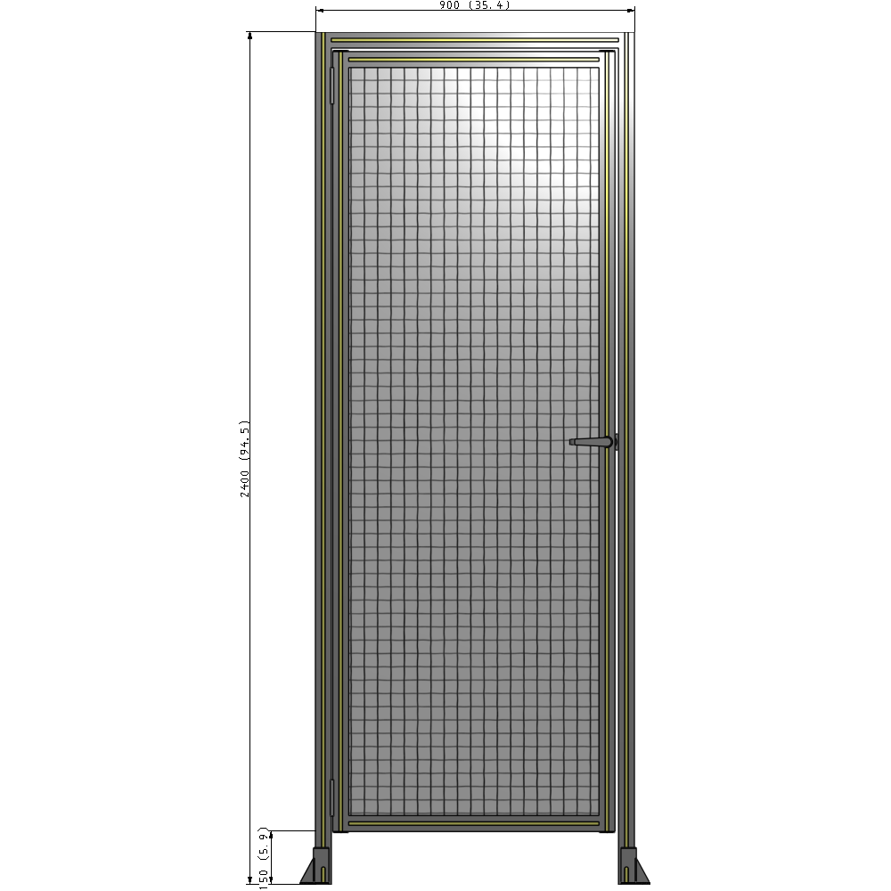 G1-2400-0900-0150-EYMTA DOOR WITH HEADER, HANDLE WITH INTERNAL EGRESS ON RIGHT 2400MM X 900MM 1" MESH, ASSEMBLED