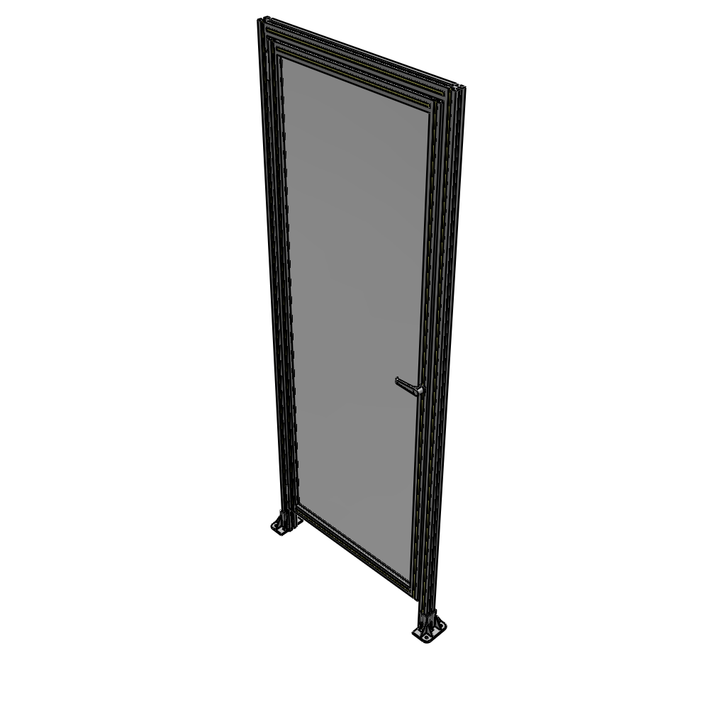 G1-2400-0900-0150-EYPTA DOOR WITH HEADER, HANDLE WITH INTERNAL EGRESS ON RIGHT 2400MM X 900MM 1/4" POLYCARBONATE, ASSEMBLED