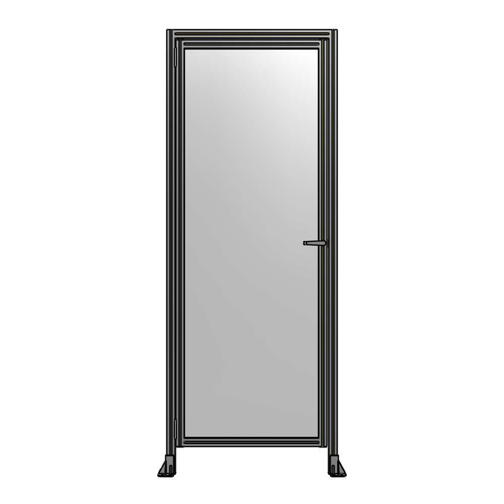 G1-2400-0920-0150-EYPTA DOOR WITH HEADER, HANDLE WITH INTERNAL EGRESS ON RIGHT 2400MM X 920MM 1/4" POLYCARBONATE, ASSEMBLED