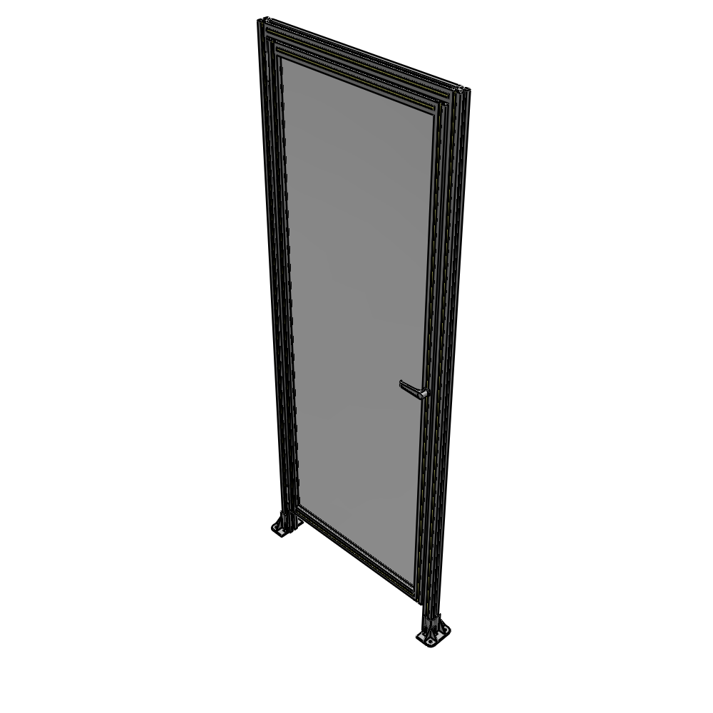 G1-2400-0920-0150-EYPTA DOOR WITH HEADER, HANDLE WITH INTERNAL EGRESS ON RIGHT 2400MM X 920MM 1/4" POLYCARBONATE, ASSEMBLED