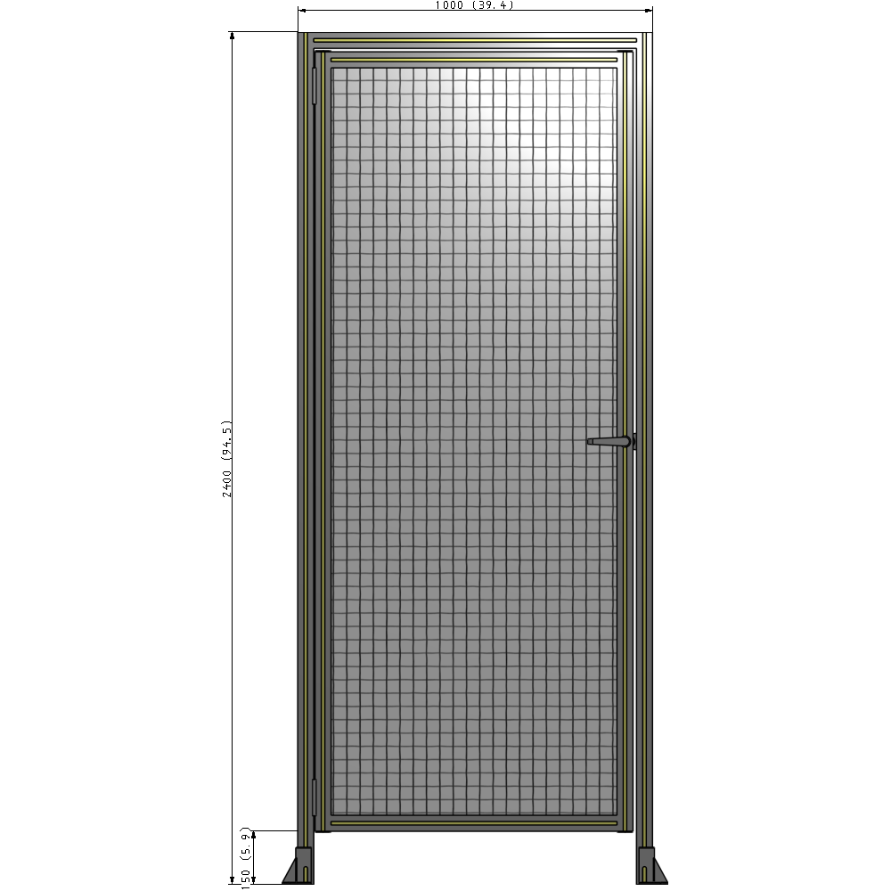 G1-2400-1000-0150-EYMTK DOOR WITH HEADER, HANDLE WITH INTERNAL EGRESS ON RIGHT 2400MM X 1000MM 1" MESH, AS A KIT