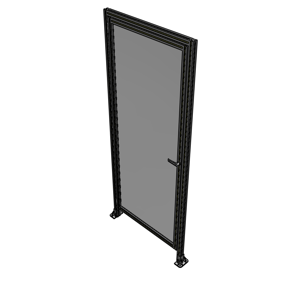G1-2400-1000-0150-EYPTK DOOR WITH HEADER, HANDLE WITH INTERNAL EGRESS ON RIGHT 2400MM X 1000MM 1/4" POLYCARBONATE, AS A KIT