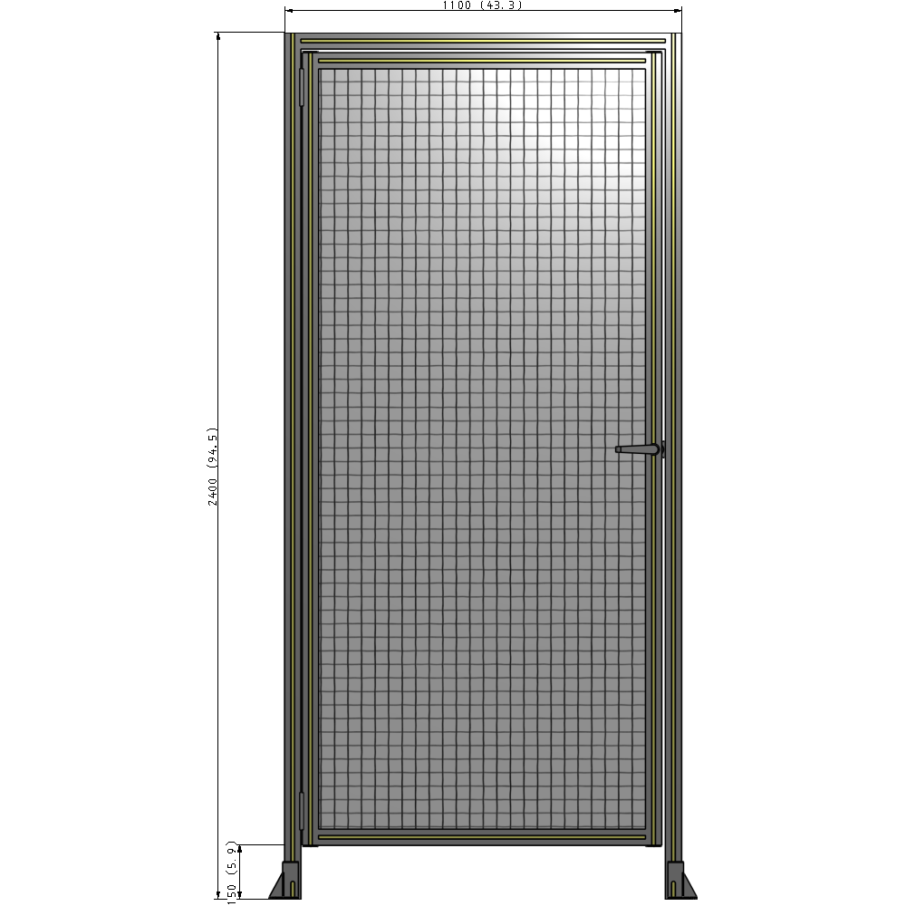 G1-2400-1100-0150-EYMTK DOOR WITH HEADER, HANDLE WITH INTERNAL EGRESS ON RIGHT 2400MM X 1100MM 1" MESH, AS A KIT