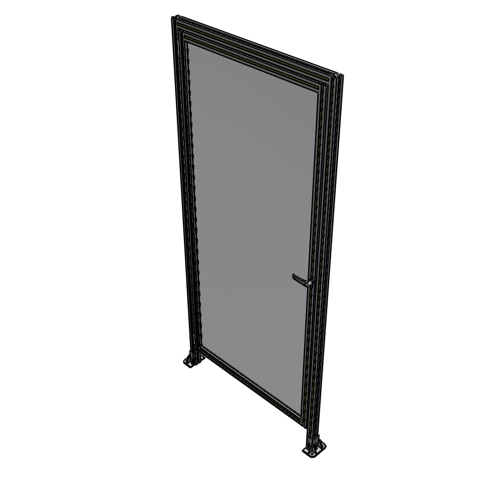 G1-2400-1100-0150-EYPTA DOOR WITH HEADER, HANDLE WITH INTERNAL EGRESS ON RIGHT 2400MM X 1100MM 1/4" POLYCARBONATE, ASSEMBLED