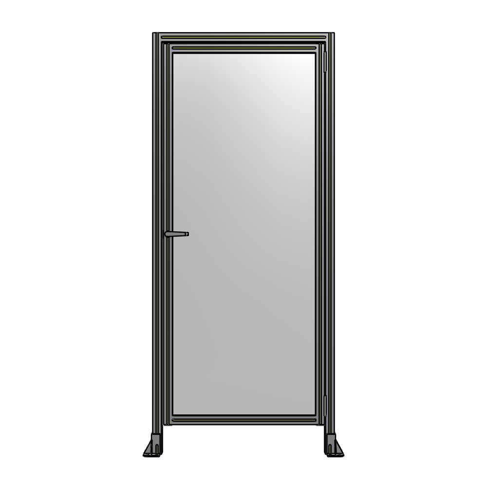 G2-2135-0920-0150-EYPTA DOOR WITH HEADER, HANDLE WITH INTERNAL EGRESS ON LEFT 2135MM X 920MM 1/4" POLYCARBONATE, ASSEMBLED