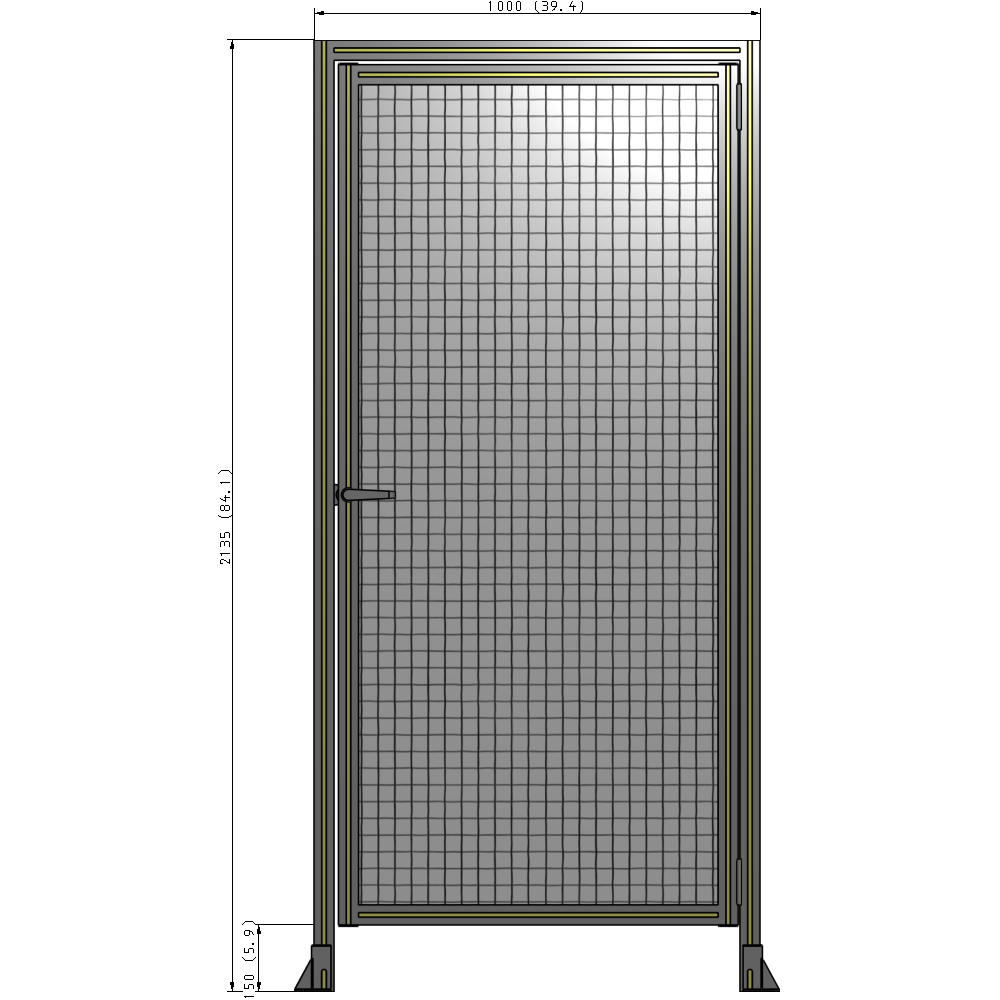 G2-2135-1000-0150-EYMTA DOOR WITH HEADER, HANDLE WITH INTERNAL EGRESS ON LEFT 2135MM X 1000MM 1" MESH, FULLY ASSEMBLED