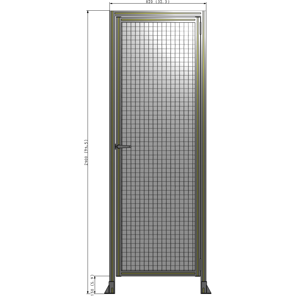 G2-2400-0820-0150-EYMTA DOOR WITH HEADER, HANDLE WITH INTERNAL EGRESS ON LEFT 2400MM X 820MM 1" MESH, ASSEMBLED