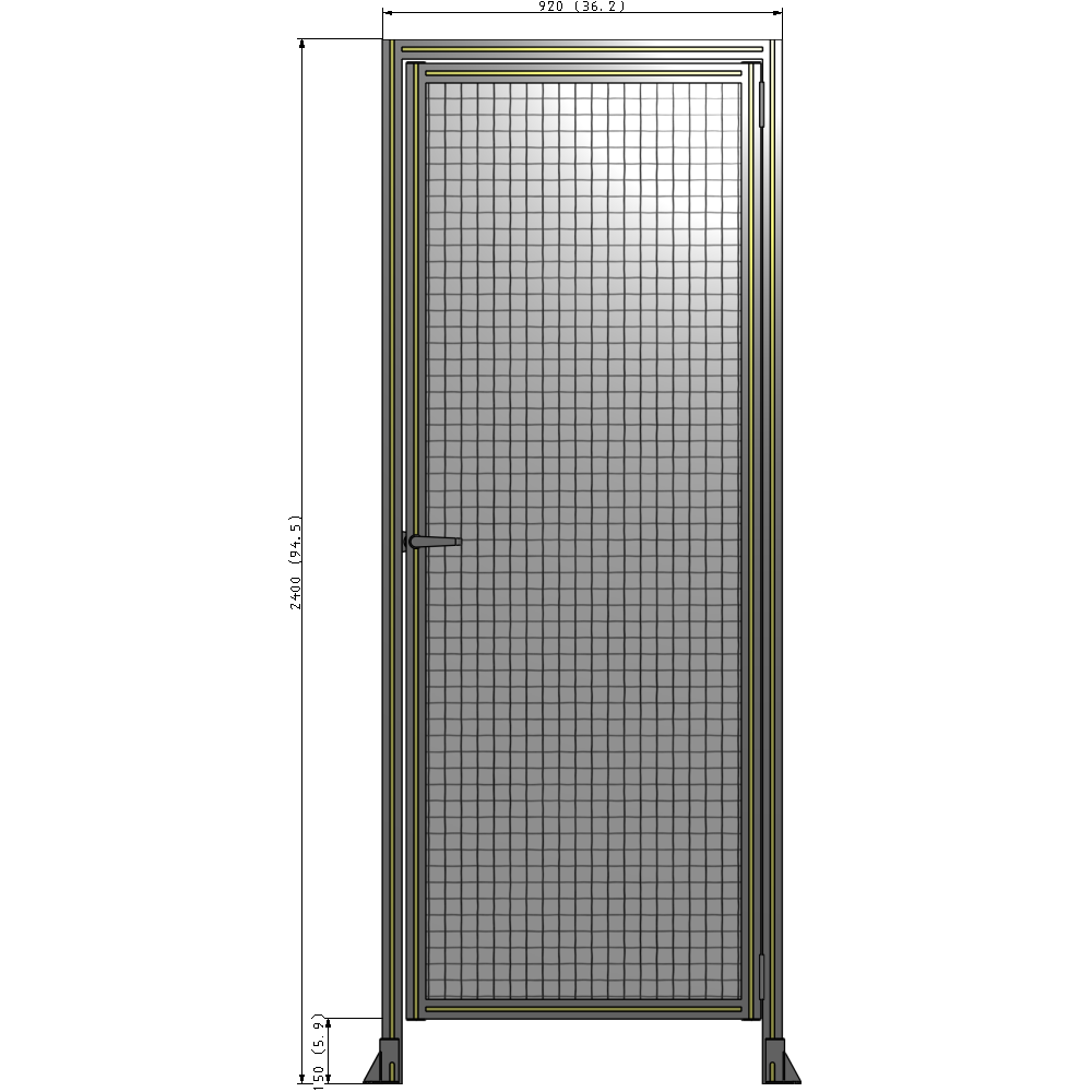 G2-2400-0920-0150-EYMTA DOOR WITH HEADER, HANDLE WITH INTERNAL EGRESS ON LEFT 2400MM X 920MM 1" MESH, ASSEMBLED