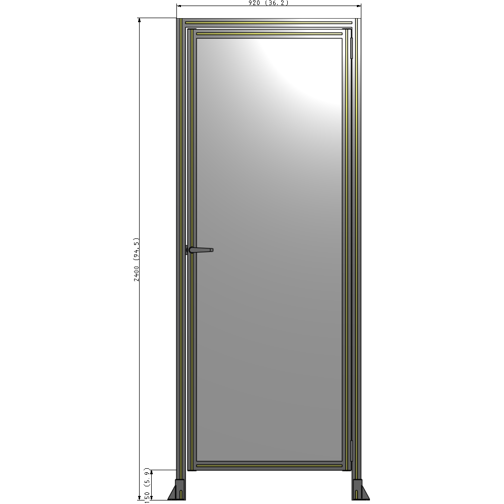 G2-2400-0920-0150-EYPTK DOOR WITH HEADER, HANDLE WITH INTERNAL EGRESS ON LEFT 2400MM X 920MM 1/4" POLYCARBONATE, AS A KIT