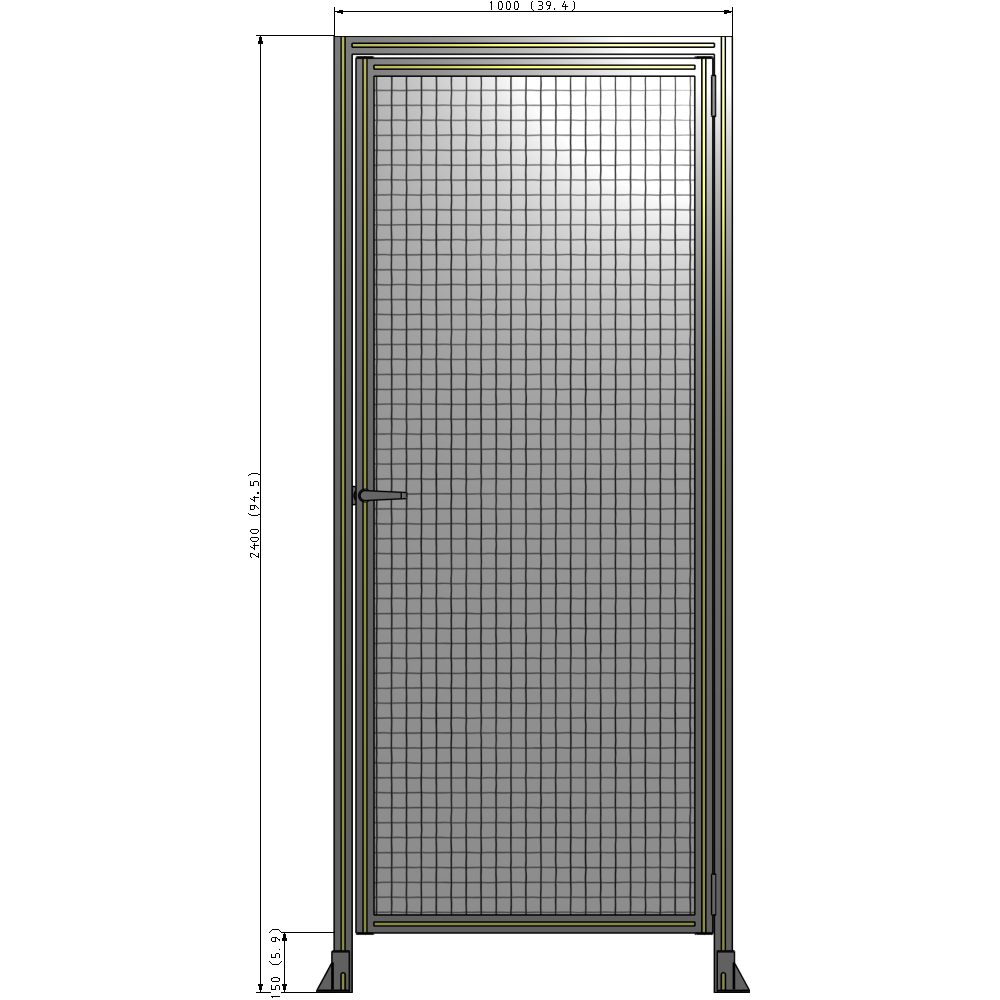 G2-2400-1000-0150-EYMTK DOOR WITH HEADER, HANDLE WITH INTERNAL EGRESS ON LEFT 2400MM X 1000MM 1" MESH, AS A KIT