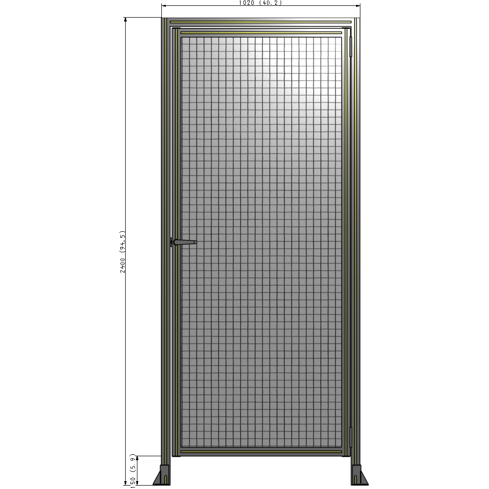 G2-2400-1020-0150-EYMTK DOOR WITH HEADER, HANDLE WITH INTERNAL EGRESS ON LEFT 2400MM X 1020MM 1" MESH, AS A KIT