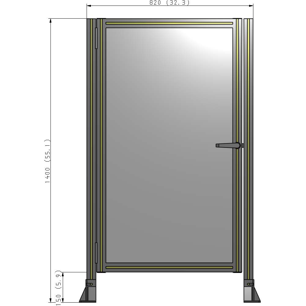 G5-1400-0820-0150-EYPTA DOOR-ROBUST FRAME, HANDLE/INTERNAL EGRESS ON RIGHT 1400MM X 820MM 1/4" POLYCARBONATE, ASSEMBLED