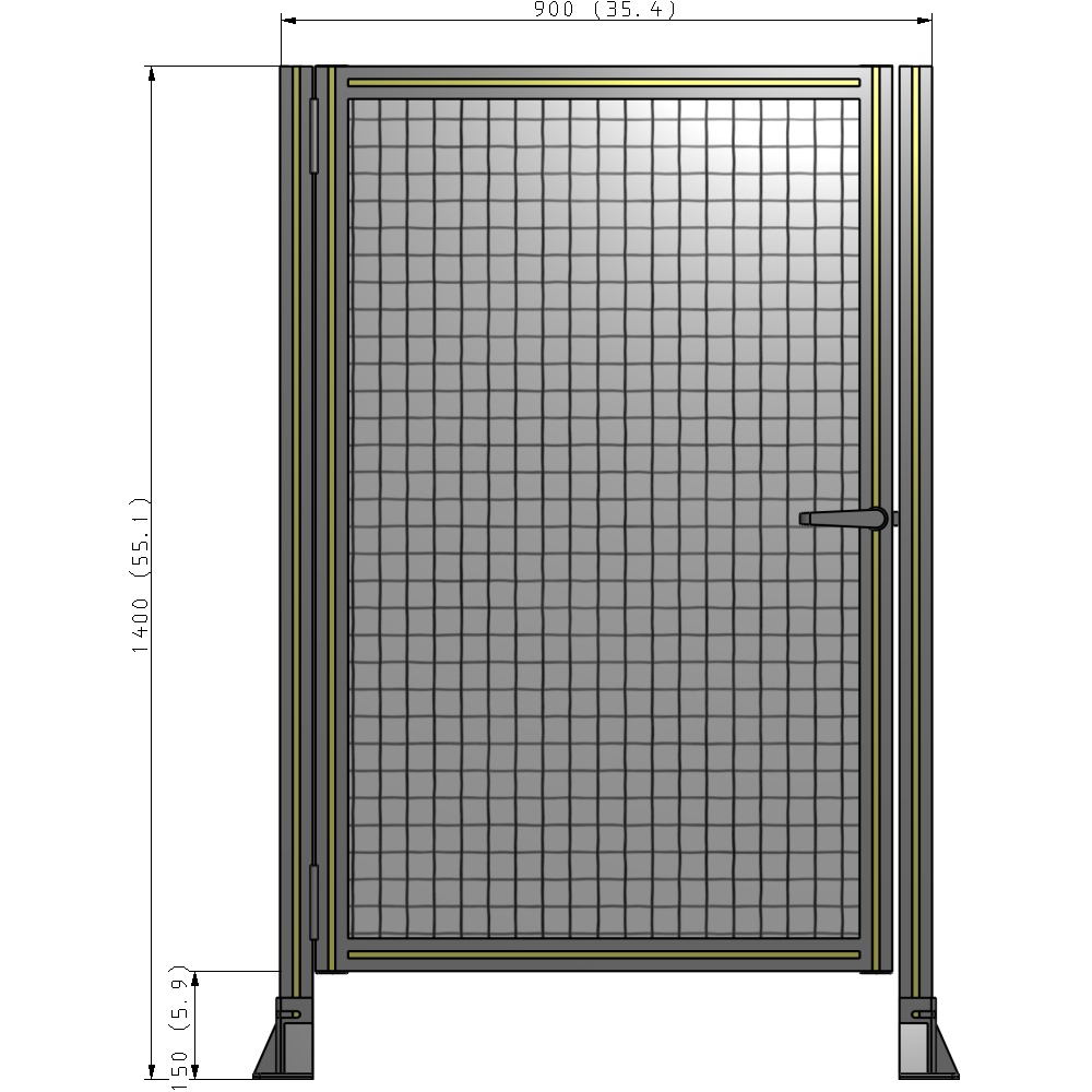 G5-1400-0900-0150-EYMTA DOOR-ROBUST FRAME, HANDLE/INTERNAL EGRESS ON RIGHT 1400MM X 900MM 1" MESH, FULLY ASSEMBLED