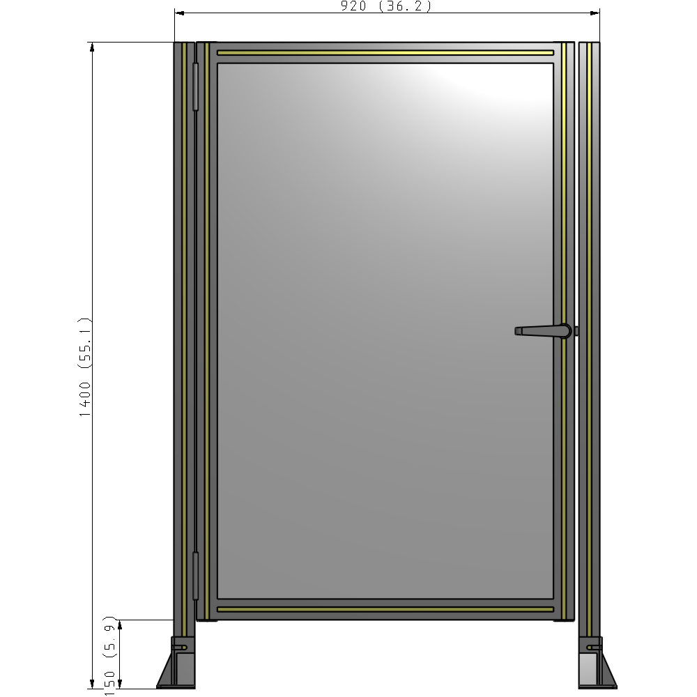 G5-1400-0920-0150-EYPTA DOOR-ROBUST FRAME, HANDLE/INTERNAL EGRESS ON RIGHT 1400MM X 920MM 1/4" POLYCARBONATE, ASSEMBLED
