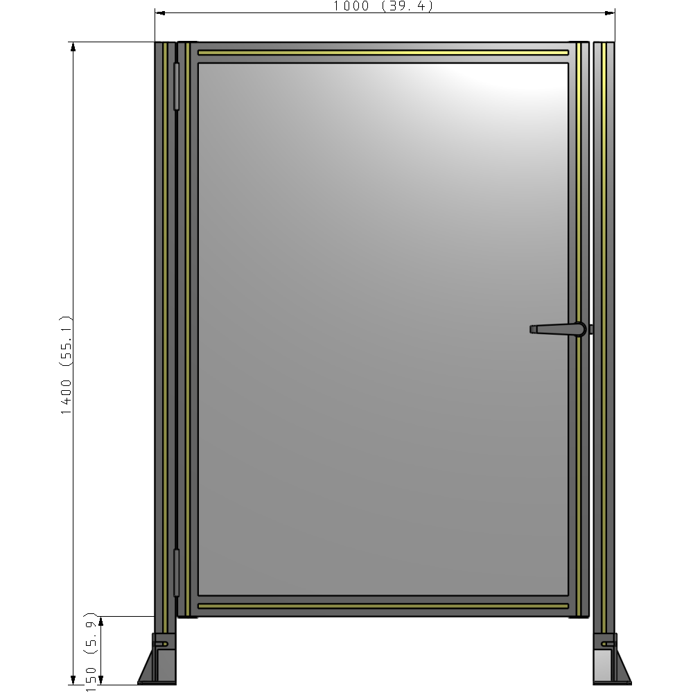 G5-1400-1000-0150-EYPTA DOOR-ROBUST FRAME, HANDLE/INTERNAL EGRESS ON RIGHT 1400MM X 1000MM 1/4" POLYCARBONATE, ASSEMBLED