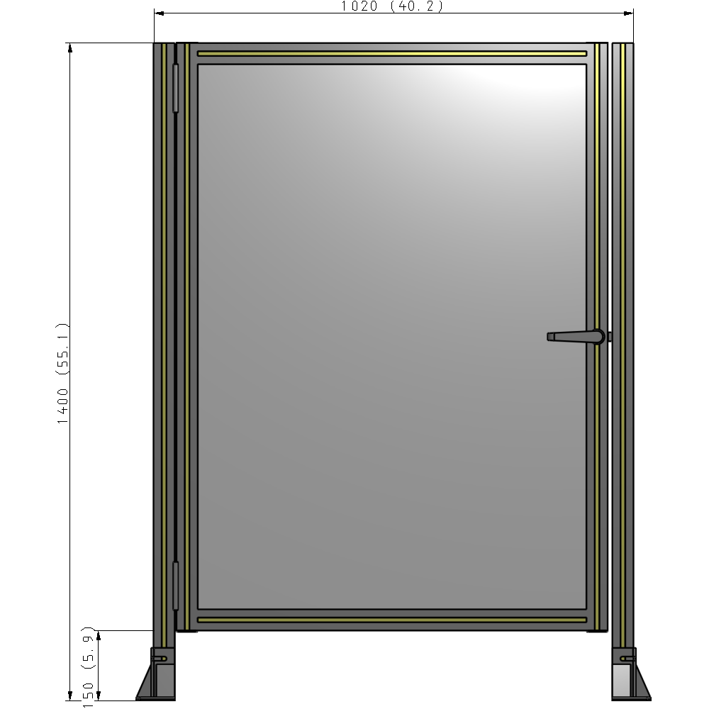 G5-1400-1020-0150-EYPTK DOOR-ROBUST FRAME, HANDLE/INTERNAL EGRESS ON RIGHT 1400MM X 1020MM 1/4" POLYCARBONATE, AS A KIT