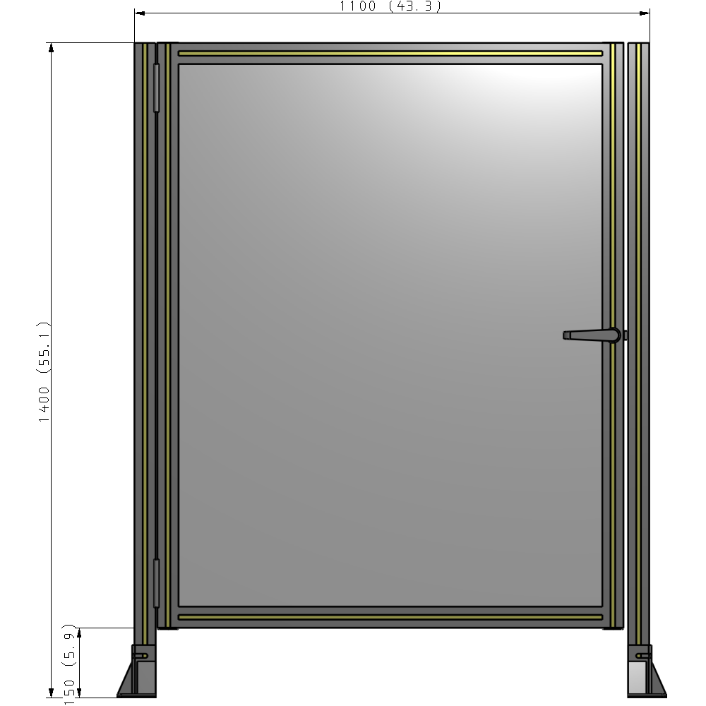 G5-1400-1100-0150-EYPTA DOOR-ROBUST FRAME, HANDLE/INTERNAL EGRESS ON RIGHT 1400MM X 1100MM 1/4" POLYCARBONATE, ASSEMBLED