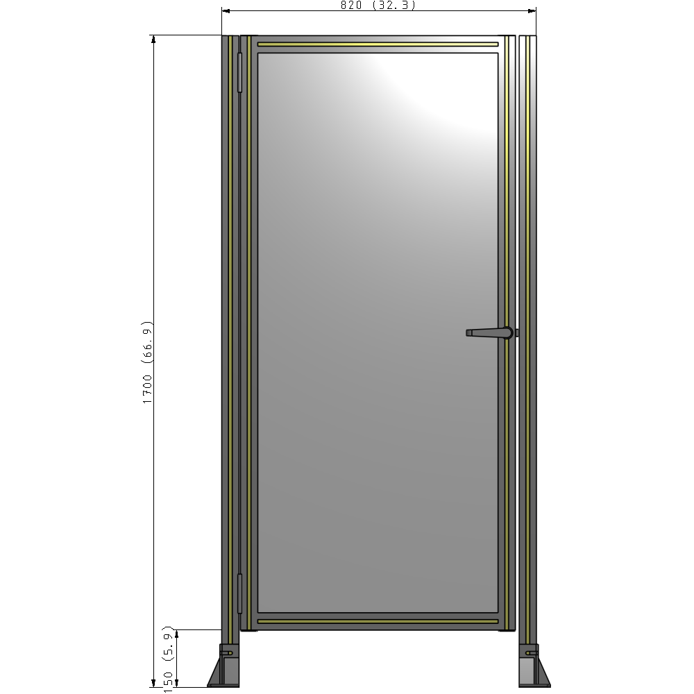 G5-1700-0820-0150-EYPTA DOOR-ROBUST FRAME, HANDLE/INTERNAL EGRESS ON RIGHT 1700MM X 820MM 1/4" POLYCARBONATE, AS A KIT