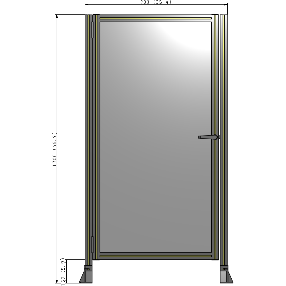 G5-1700-0900-0150-EYPTK DOOR-ROBUST FRAME, HANDLE/INTERNAL EGRESS ON RIGHT 1700MM X 900MM 1/4" POLYCARBONATE, AS A KIT