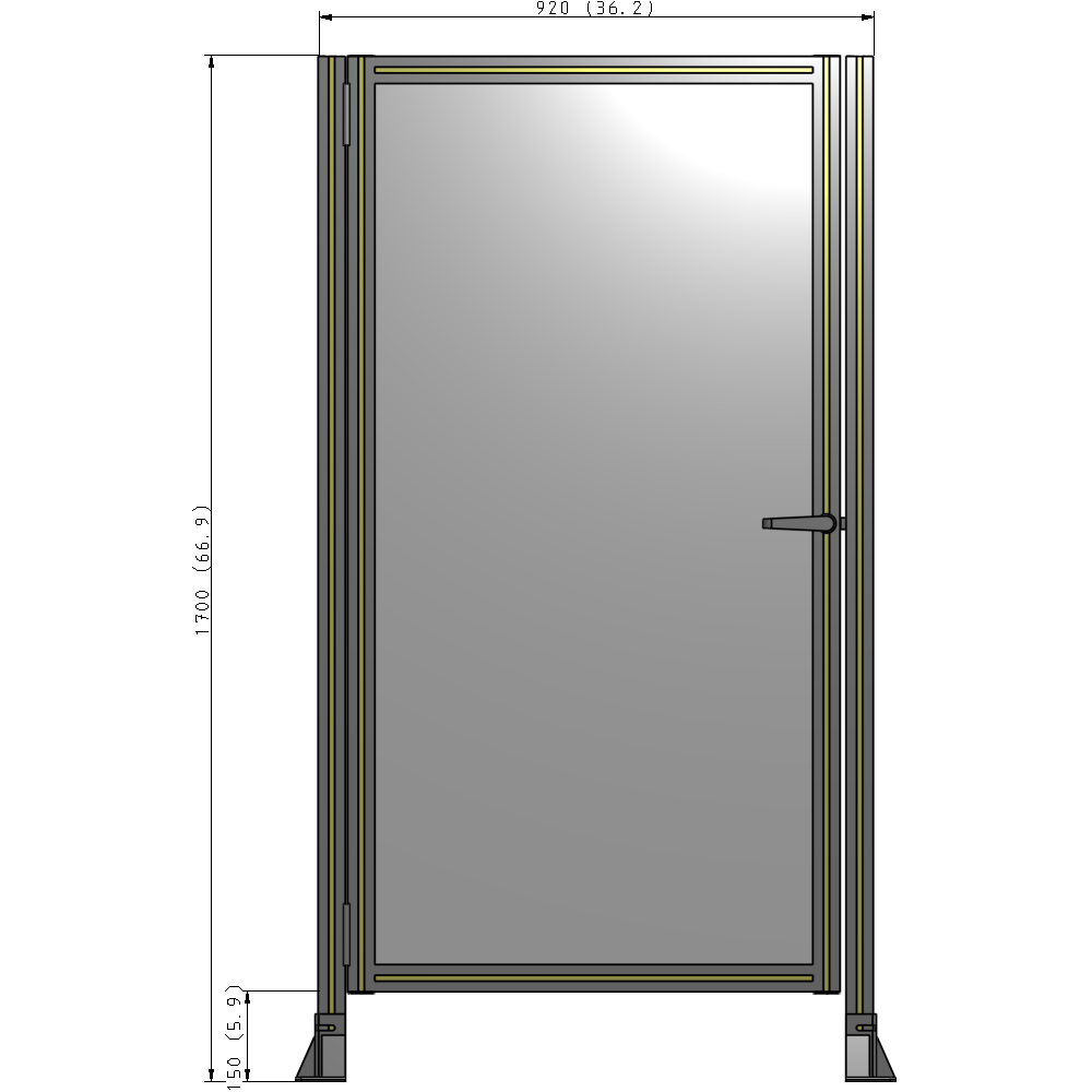 G5-1700-0920-0150-EYPTA DOOR-ROBUST FRAME, HANDLE/INTERNAL EGRESS ON RIGHT 1700MM X 920MM 1/4" POLYCARBONATE, ASSEMBLED